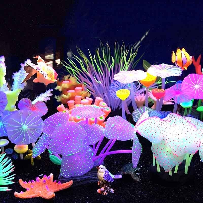 Aquarium Plants Live - Décoration d'aquarium sous-marine en silicone lumineux